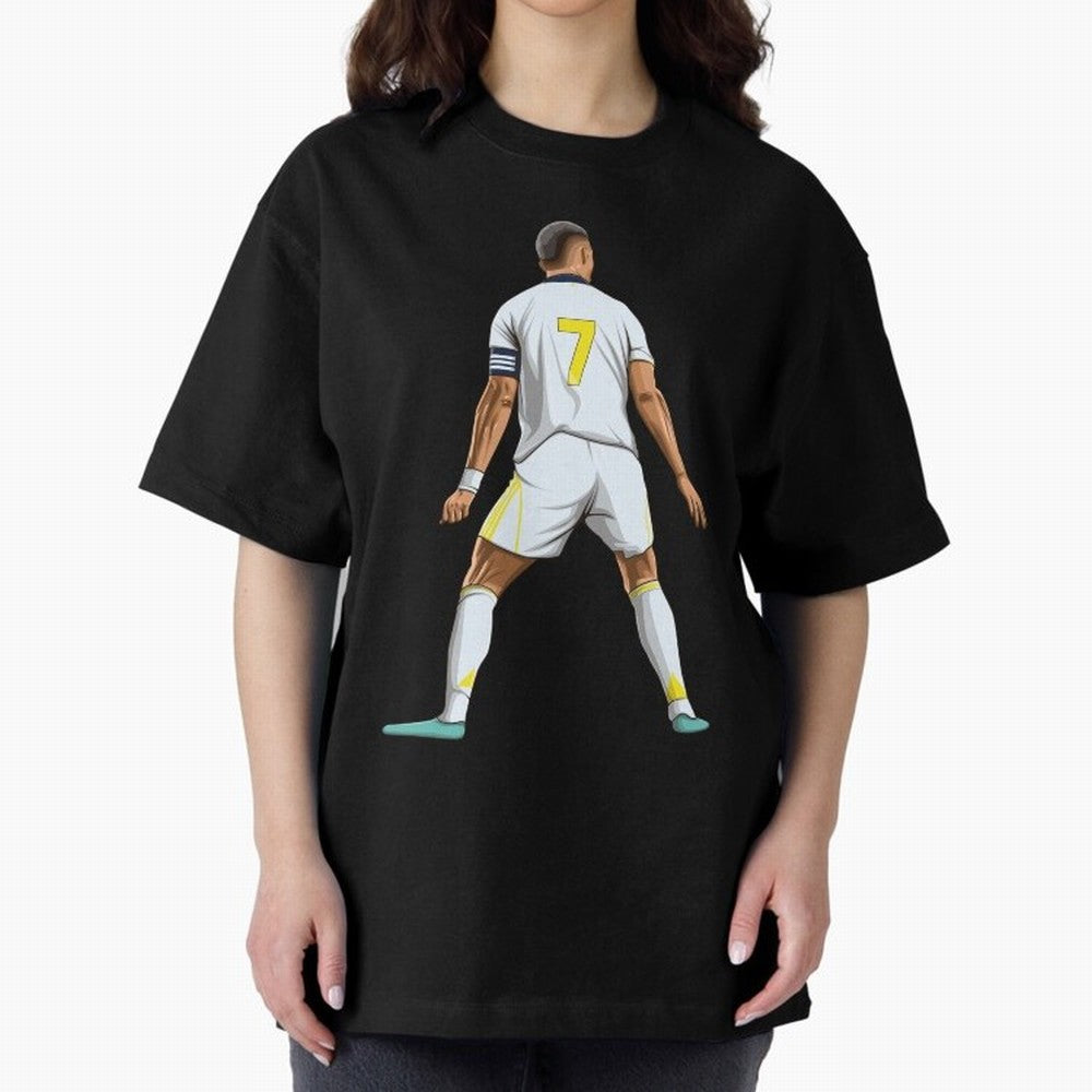 Cristiano Ronaldo Oversized T-Shirt Show Match Day Excitement for Match Day Hype around FIFA World Cup 2026, CR7 and Messi, Spain, Championship Spirit, Famous Goals, Roaring Crowds and International Football Unity; Great for Watch Parties, Sports