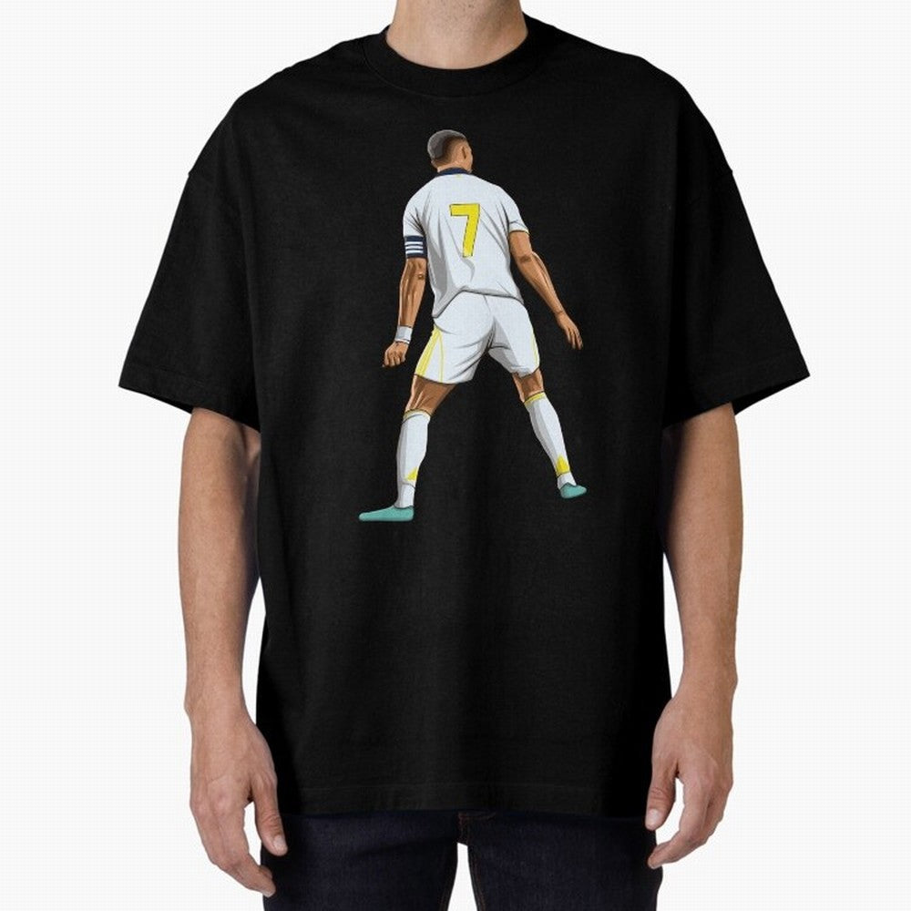 Cristiano Ronaldo Oversized T-Shirt Show Match Day Excitement for Match Day Hype around FIFA World Cup 2026, CR7 and Messi, Spain, Championship Spirit, Famous Goals, Roaring Crowds and International Football Unity; Great for Watch Parties, Sports