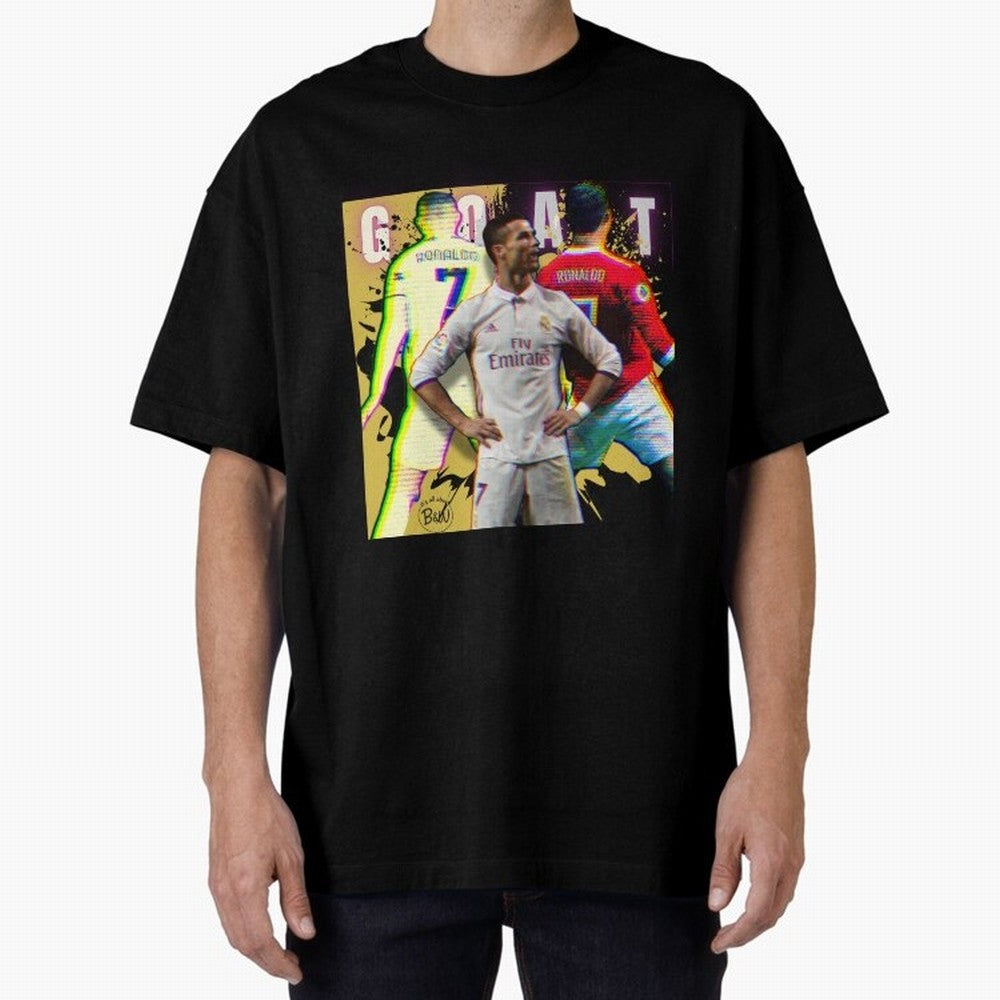 Cristiano Ronaldo ¨C The GOAT Era Tribute Oversized T-Shirt Create the FIFA World Cup 2026 USA Canada Mexico Journey through Messi, CR7 and Mbappe Highlights, Portugal, Spain and Germany Pride, Football History, Final Match Energy, Crowd Noise and