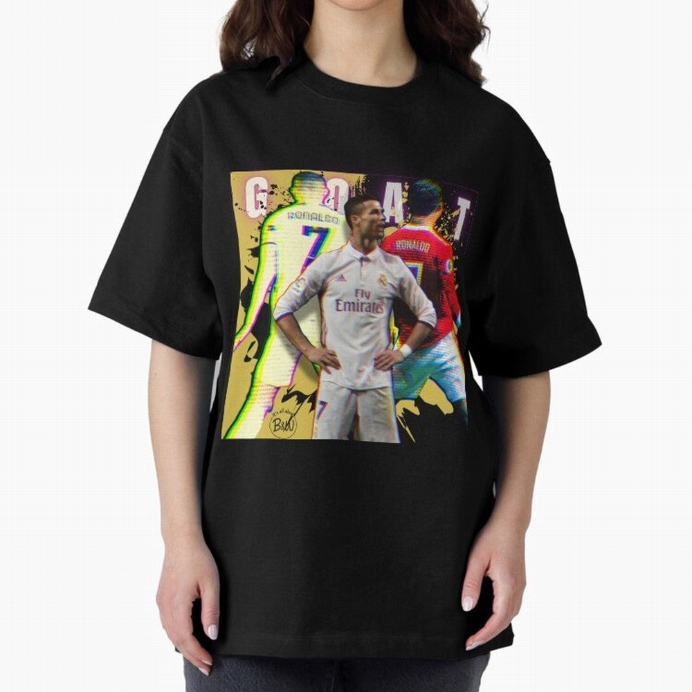 Cristiano Ronaldo ¨C The GOAT Era Tribute Oversized T-Shirt Create the FIFA World Cup 2026 USA Canada Mexico Journey through Messi, CR7 and Mbappe Highlights, Portugal, Spain and Germany Pride, Football History, Final Match Energy, Crowd Noise and