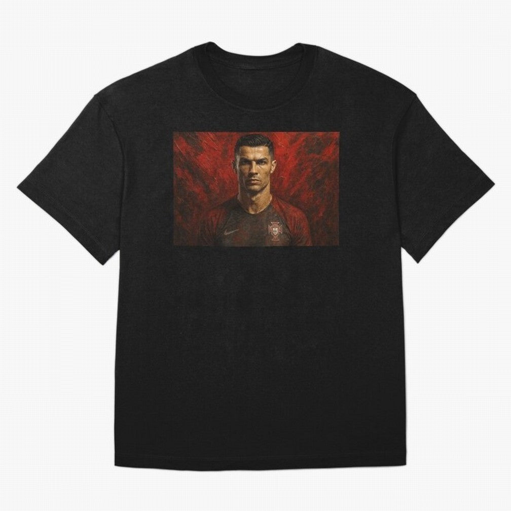 Cristiano Ronaldo Portrait Oversized T-Shirt Make Every Kick Count in the FIFA World Cup 2026 Journey through Cristiano Ronaldo Highlights, England and Germany Pride, Worldwide Fan Energy, Dramatic Goals, Stadium Lights and Championship