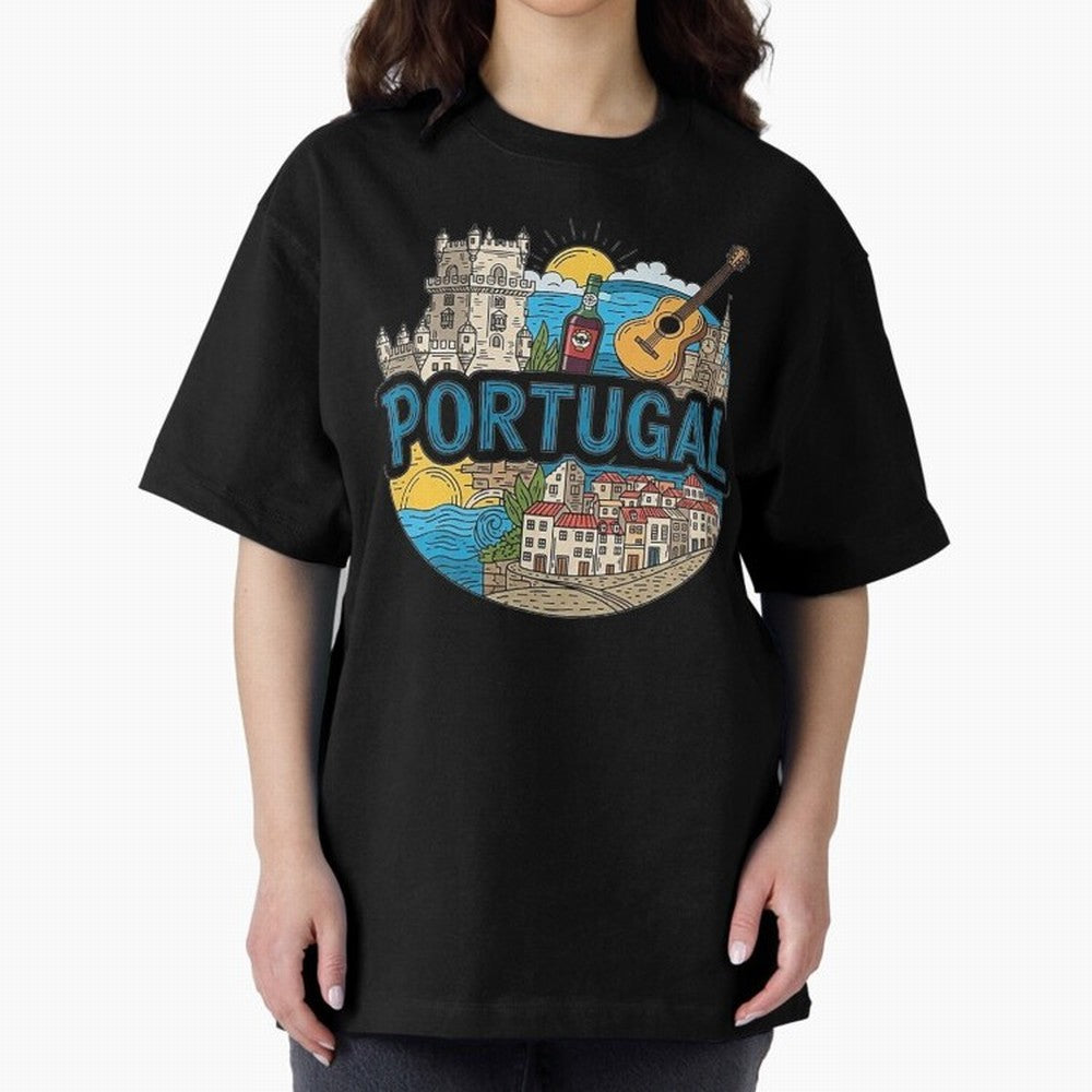 PORTUGAL Oversized T-Shirt Honor Football Greatness during Global Football Passion for FIFA World Cup 2026 Group Stage, Inspired by Mbappe, France and Portugal, Worldwide Fan Energy, Dramatic Goals, Stadium Lights and Championship Celebrations;