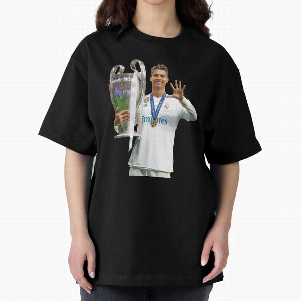 Cristiano Ronaldo with the cup Oversized T-Shirt Experience the Global Stage of FIFA World Cup 2026 Group Stage for Fans of Cristiano Ronaldo, Haaland and CR7 and Argentina and Brazil, Bringing Retro Football Energy, Iconic Rivalries, Trophy Chase