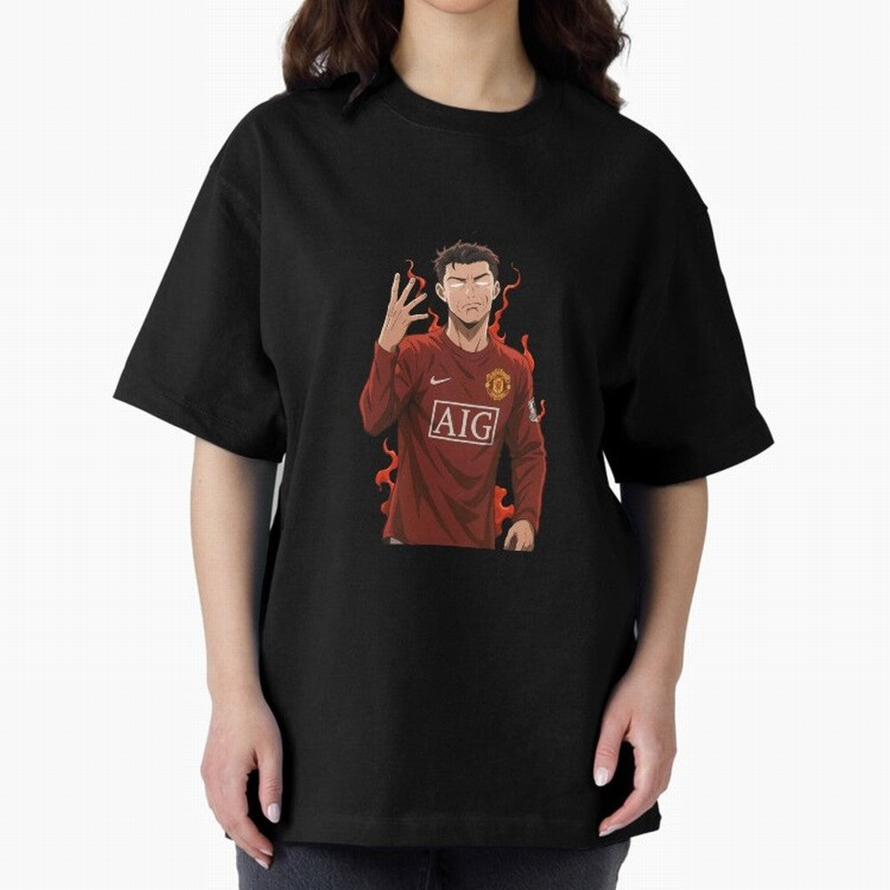 Cristiano Ronaldo Anime Art ¨C Blue Lock Inspired Football Legend Oversized T-Shirt Carry National Pride through FIFA World Cup 2026 for Fans of Cristiano Ronaldo, Haaland and CR7 and Argentina and Brazil, Bringing Football History, Final Match