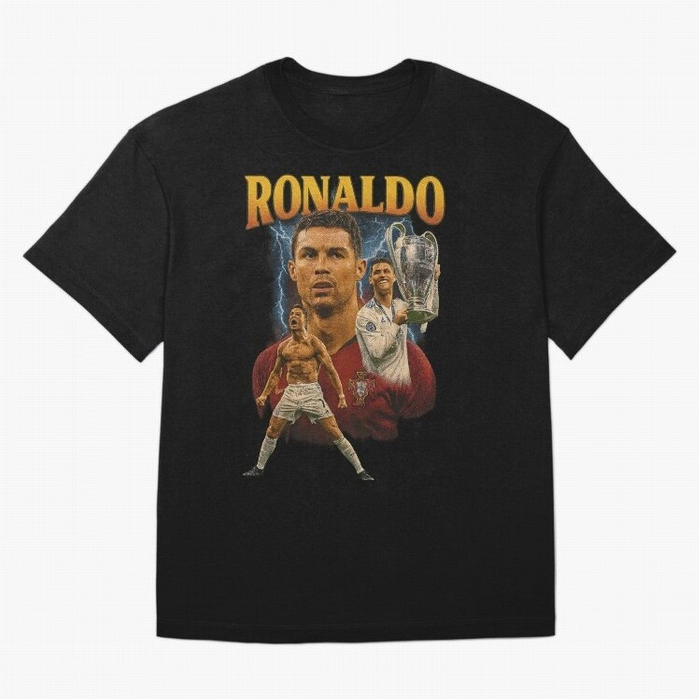 Cristiano Ronaldo CR7 Retro clothing | Vintage Football Legend Oversized T-Shirt Build Global Football Passion for FIFA World Cup 2026 Group Stage, with Messi, Neymar and Mbappe, France and Portugal, Football History, Final Match Energy, Crowd