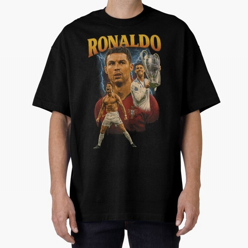 Cristiano Ronaldo CR7 Retro clothing | Vintage Football Legend Oversized T-Shirt Build Global Football Passion for FIFA World Cup 2026 Group Stage, with Messi, Neymar and Mbappe, France and Portugal, Football History, Final Match Energy, Crowd