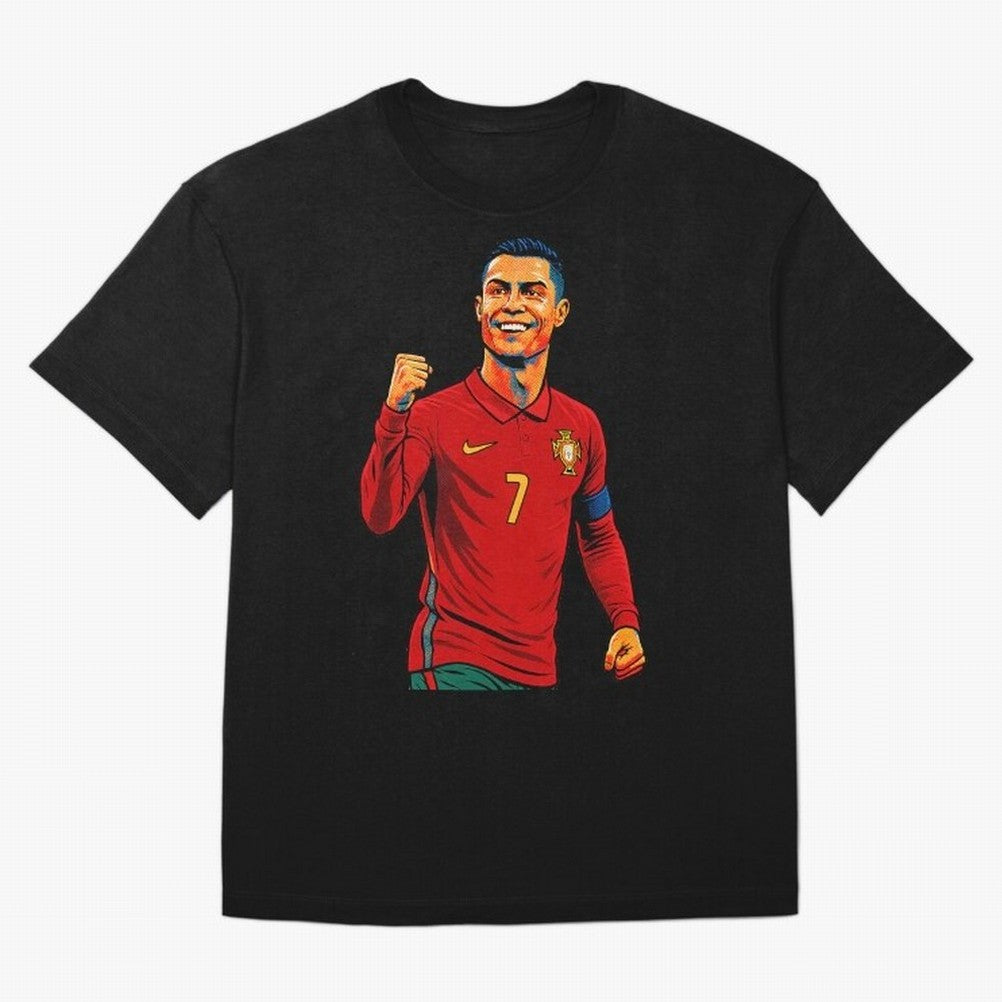 Cristiano Ronaldo Goal Pop Art Oversized T-Shirt Bring Trophy Dreams to Match Day Hype around FIFA World Cup 2026, Messi and Cristiano Ronaldo, France and Portugal, Vintage Soccer Flavor, Modern Football Stars, National Flags and Final Night