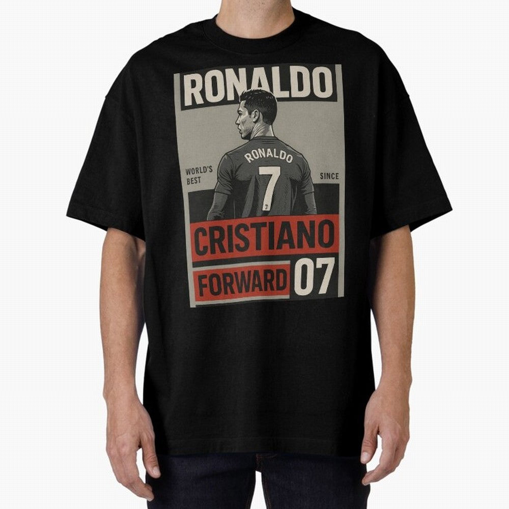 CR7 Legacy ¨C Cold Blooded Greatness Poster Art Oversized T-Shirt Relive the FIFA World Cup 2026 Journey through Messi and Cristiano Ronaldo Highlights, Argentina, France and Brazil Pride, Stadium Chants, National Pride, Trophy Dreams and