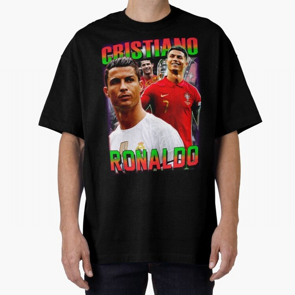 Cristiano Ronaldo Graphic Oversized T-Shirt Show Your Love for FIFA World Cup 2026 USA Canada Mexico Spirit, Driven by Spain, CR7 and Messi, Goal Celebration Energy, Supporter Heritage, Football Icons and Worldwide Tournament Joy; Built for