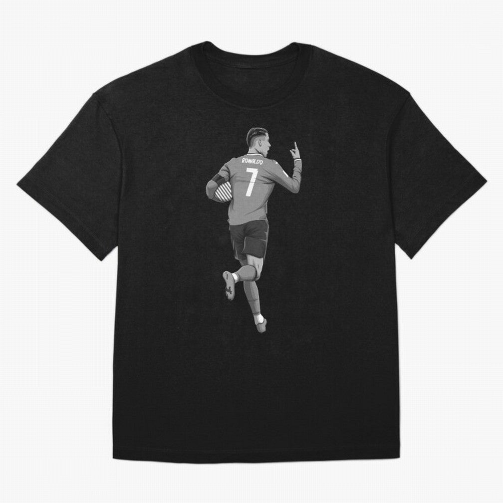 Cristiano Ronaldo Black and White Version Oversized T-Shirt Bring a Vintage Feel to the FIFA World Cup 2026 Group Stage Journey through Neymar, Haaland and Cristiano Ronaldo Highlights, England, France and Netherlands Pride, Fan Favorite Moments,
