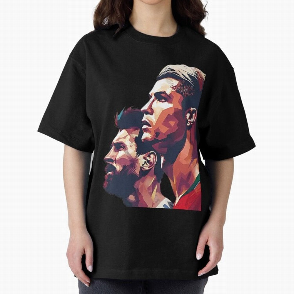 ronaldo and messi - Goat Oversized T-Shirt Celebrate FIFA World Cup 2026 Spirit, Connected to England, France and Netherlands, Neymar, Global Supporter Spirit, Legendary Goals, National Colors and Tournament Celebration; Great for Watch Parties,
