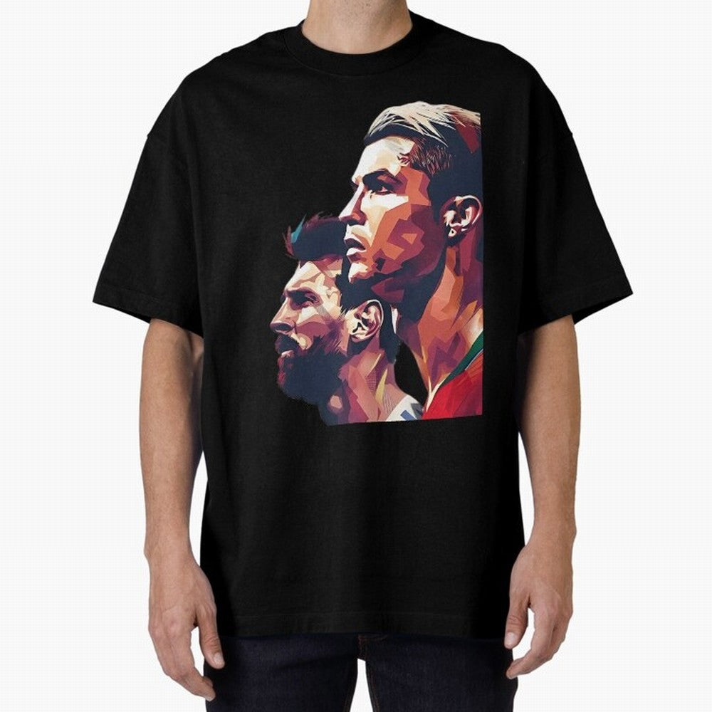 ronaldo and messi - Goat Oversized T-Shirt Celebrate FIFA World Cup 2026 Spirit, Connected to England, France and Netherlands, Neymar, Global Supporter Spirit, Legendary Goals, National Colors and Tournament Celebration; Great for Watch Parties,