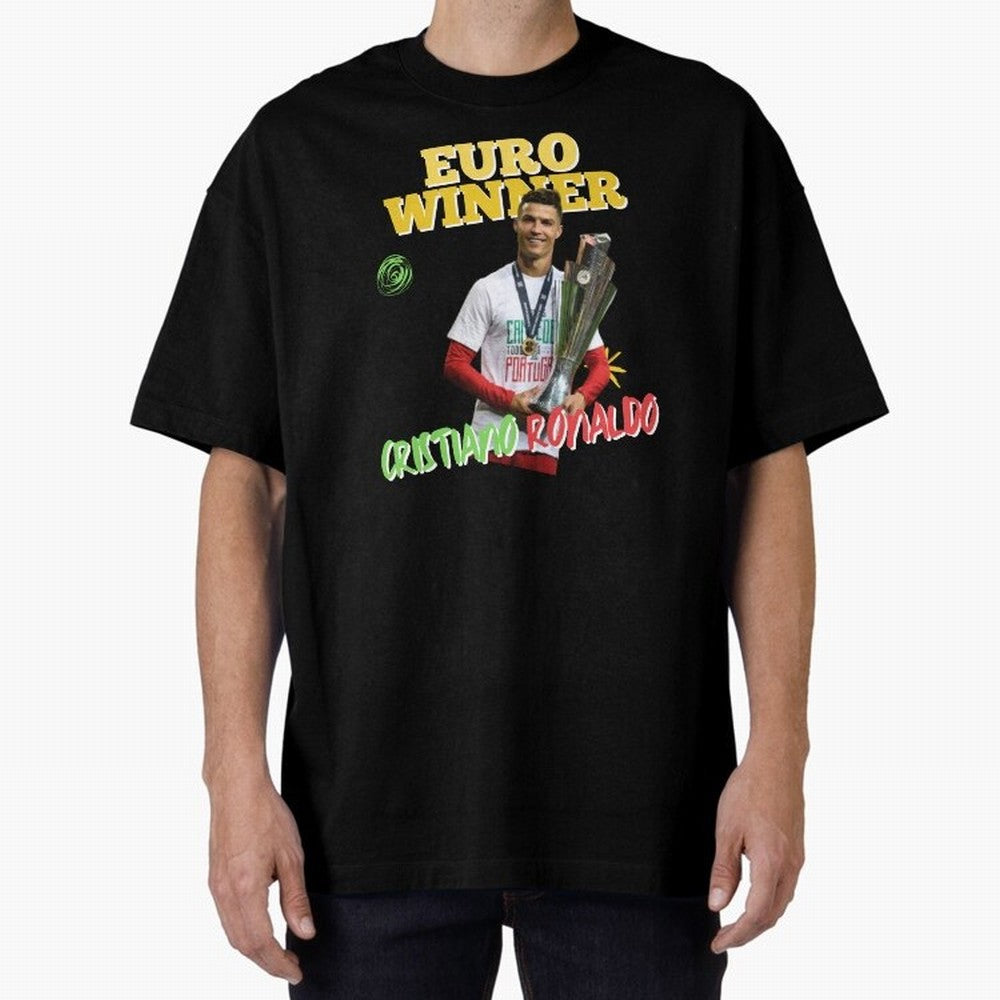 Cristiano Ronaldo Euro Winner Oversized T-Shirt Carry the Colors and Pride of Match Day Hype around FIFA World Cup 2026, Neymar, Argentina and Brazil, Championship Spirit, Famous Goals, Roaring Crowds and International Football Unity; Made for Die