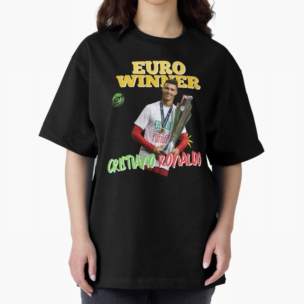 Cristiano Ronaldo Euro Winner Oversized T-Shirt Carry the Colors and Pride of Match Day Hype around FIFA World Cup 2026, Neymar, Argentina and Brazil, Championship Spirit, Famous Goals, Roaring Crowds and International Football Unity; Made for Die