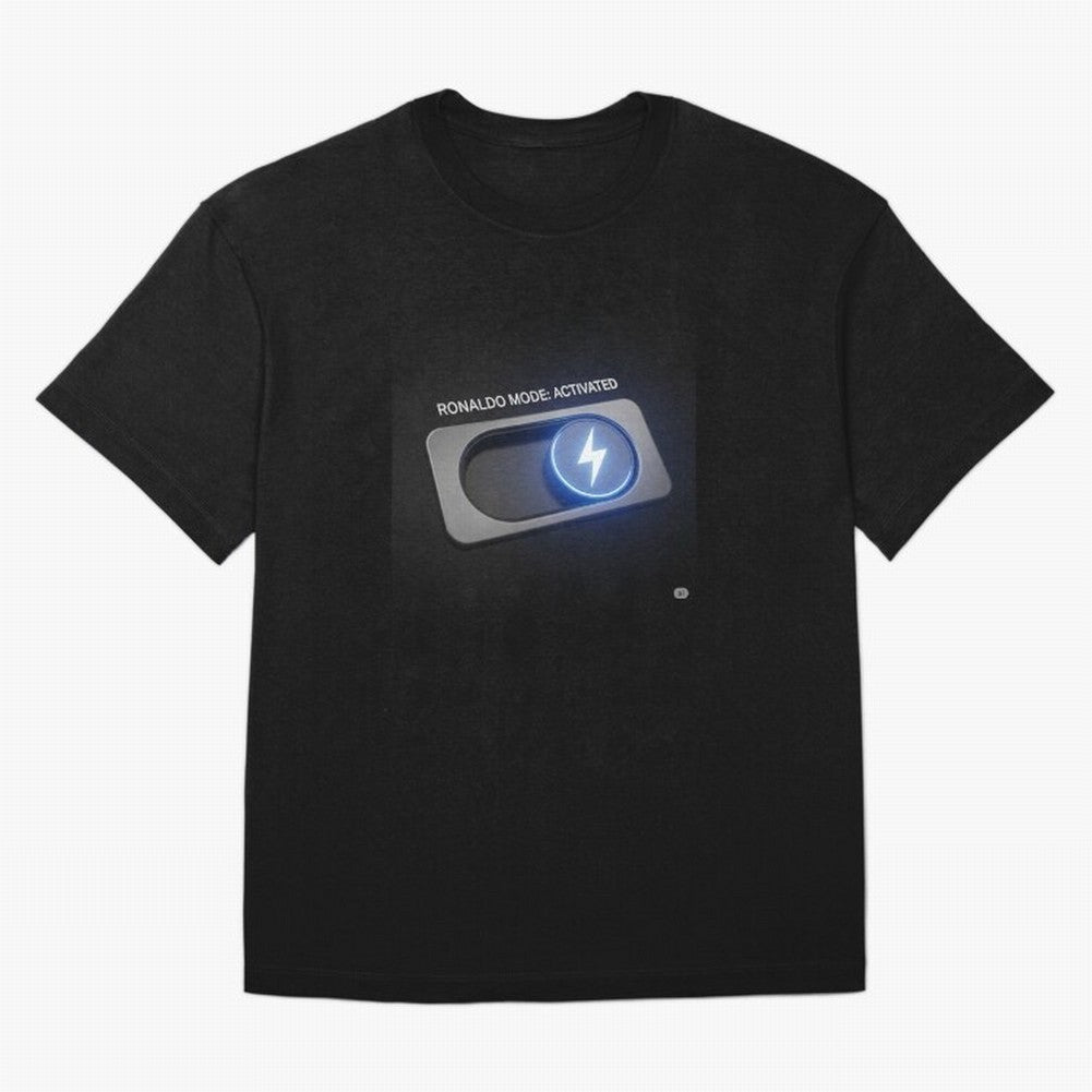 Ronaldo Mode: Activated ¨C Power Switch Football Art Oversized T-Shirt Support the Legends of Match Day Hype around FIFA World Cup 2026 USA Canada Mexico, Messi, England, France and Netherlands, Football Passion, Legendary Performances, Festival