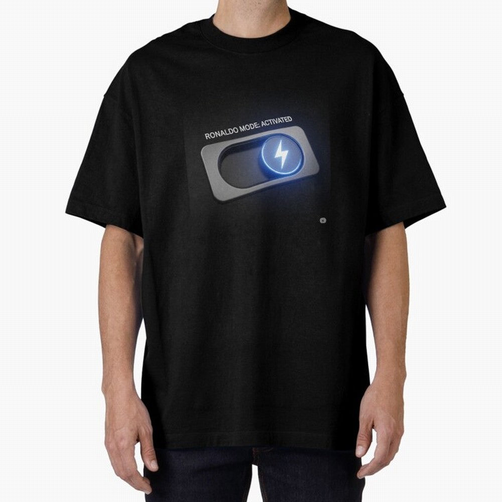 Ronaldo Mode: Activated ¨C Power Switch Football Art Oversized T-Shirt Support the Legends of Match Day Hype around FIFA World Cup 2026 USA Canada Mexico, Messi, England, France and Netherlands, Football Passion, Legendary Performances, Festival