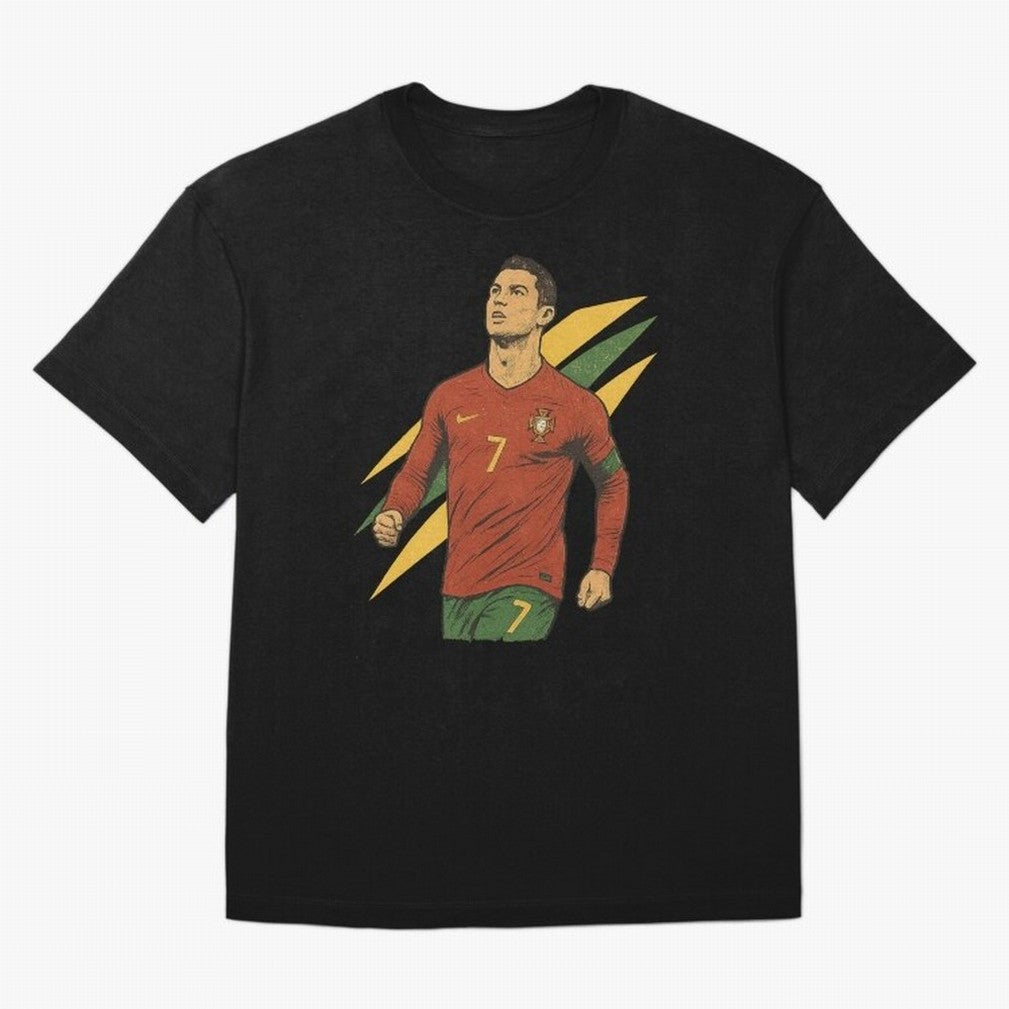 Cristiano Ronaldo Retro Portugal Football Art ¨C Vintage Supporter Design Oversized T-Shirt Celebrate Unforgettable Nights in FIFA World Cup 2026 Spirit, Centered on France, CR7, Championship Spirit, Famous Goals, Roaring Crowds and International