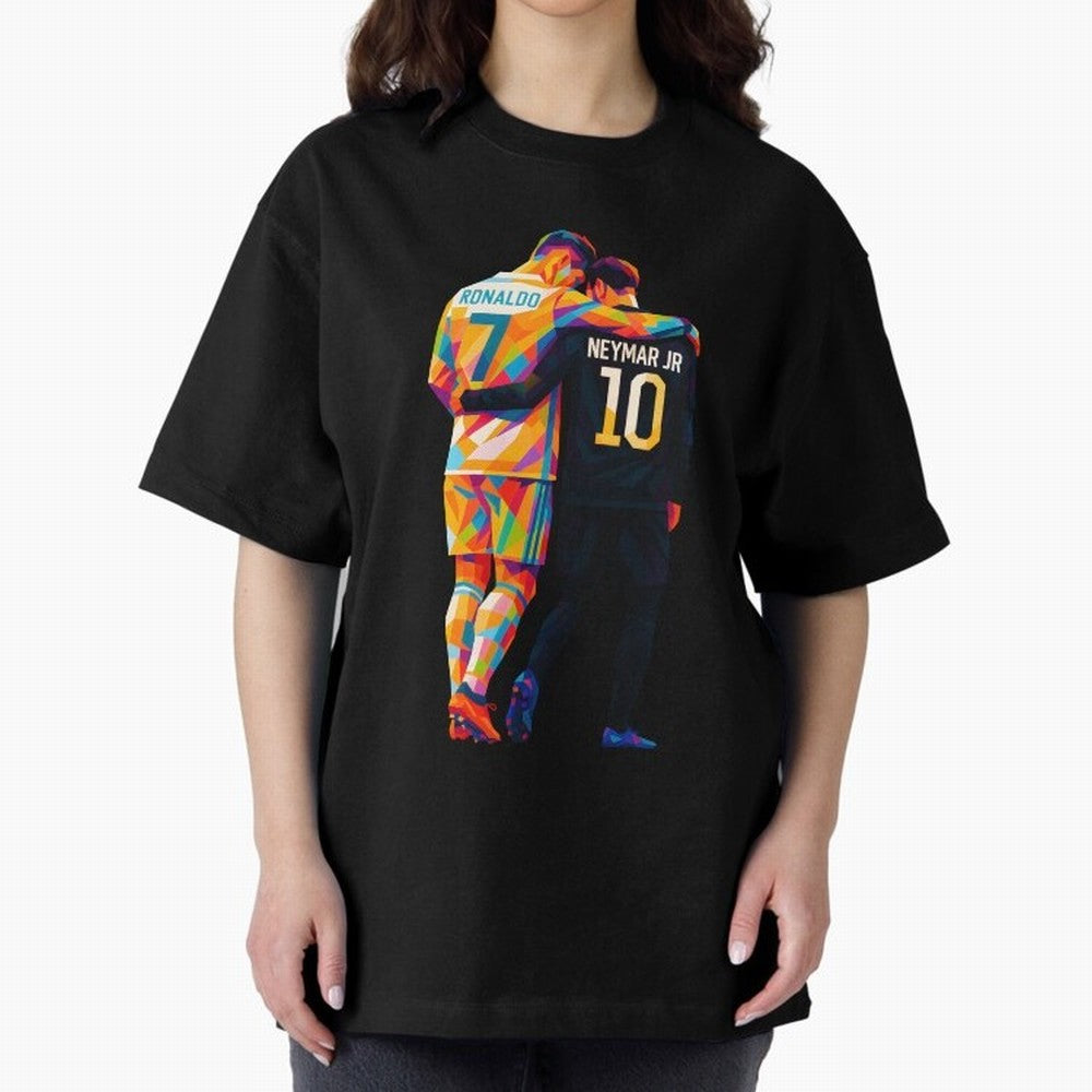 Cristiano Ronaldo & Neymar JR Wpap Art Oversized T-Shirt Fuel the Hype around the FIFA World Cup 2026 USA Canada Mexico Journey through Cristiano Ronaldo, Haaland and CR7 Highlights, Portugal, Spain and Germany Pride, Goal Celebration Energy,