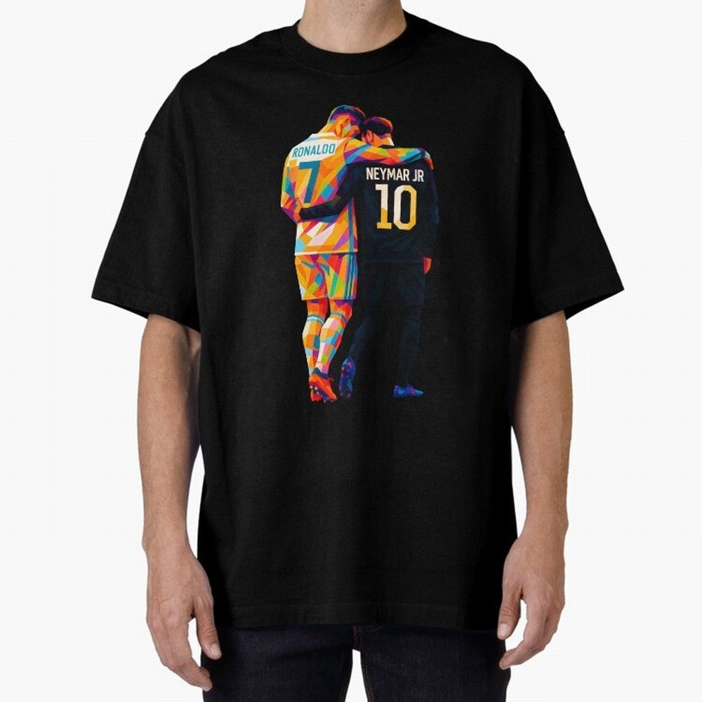 Cristiano Ronaldo & Neymar JR Wpap Art Oversized T-Shirt Fuel the Hype around the FIFA World Cup 2026 USA Canada Mexico Journey through Cristiano Ronaldo, Haaland and CR7 Highlights, Portugal, Spain and Germany Pride, Goal Celebration Energy,