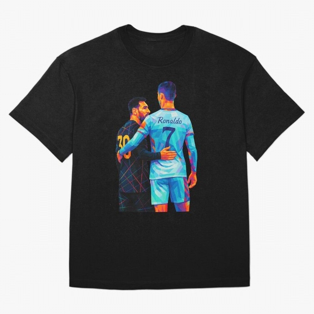 Cristiano Ronaldo & Messi Wpap Art Oversized T-Shirt Bring World Football Passion into FIFA World Cup 2026 USA Canada Mexico Centered on CR7 and Messi, Brazil, Portugal and Argentina Energy, Stadium Memories, Football Loyalty, International Chants