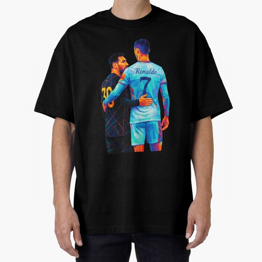 Cristiano Ronaldo & Messi Wpap Art Oversized T-Shirt Bring World Football Passion into FIFA World Cup 2026 USA Canada Mexico Centered on CR7 and Messi, Brazil, Portugal and Argentina Energy, Stadium Memories, Football Loyalty, International Chants