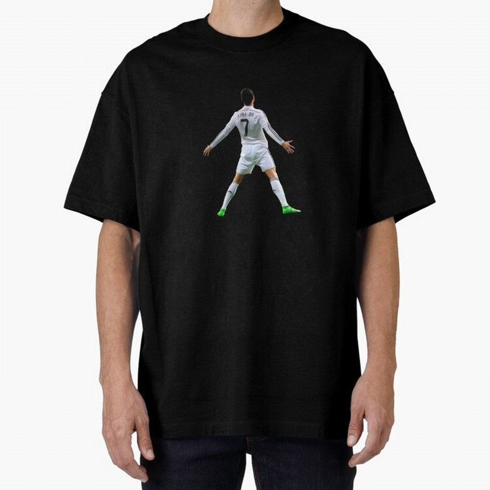 DESIGN CRISTIANO RONALDO CR7 STICKER Oversized T-Shirt Remember FIFA World Cup 2026 for Fans of Mbappe and Neymar and England and Germany, Bringing Sports Nostalgia, International Competition, Famous Players and Unforgettable Victories; Built for