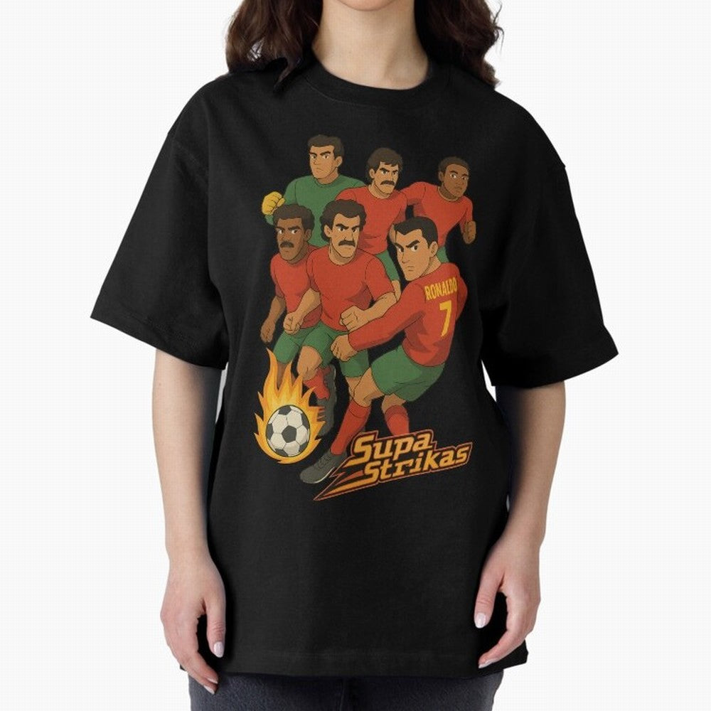 Supastrikas Portugal Team Version Oversized T-Shirt Follow the FIFA World Cup 2026 USA Canada Mexico Journey through CR7 Highlights, Spain and Netherlands Pride, Vintage Soccer Flavor, Modern Football Stars, National Flags and Final Night Emotion;