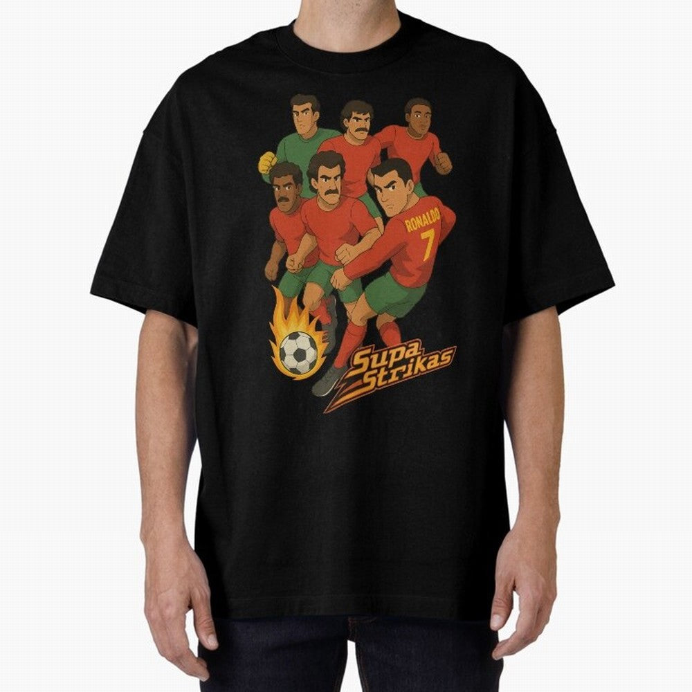 Supastrikas Portugal Team Version Oversized T-Shirt Follow the FIFA World Cup 2026 USA Canada Mexico Journey through CR7 Highlights, Spain and Netherlands Pride, Vintage Soccer Flavor, Modern Football Stars, National Flags and Final Night Emotion;