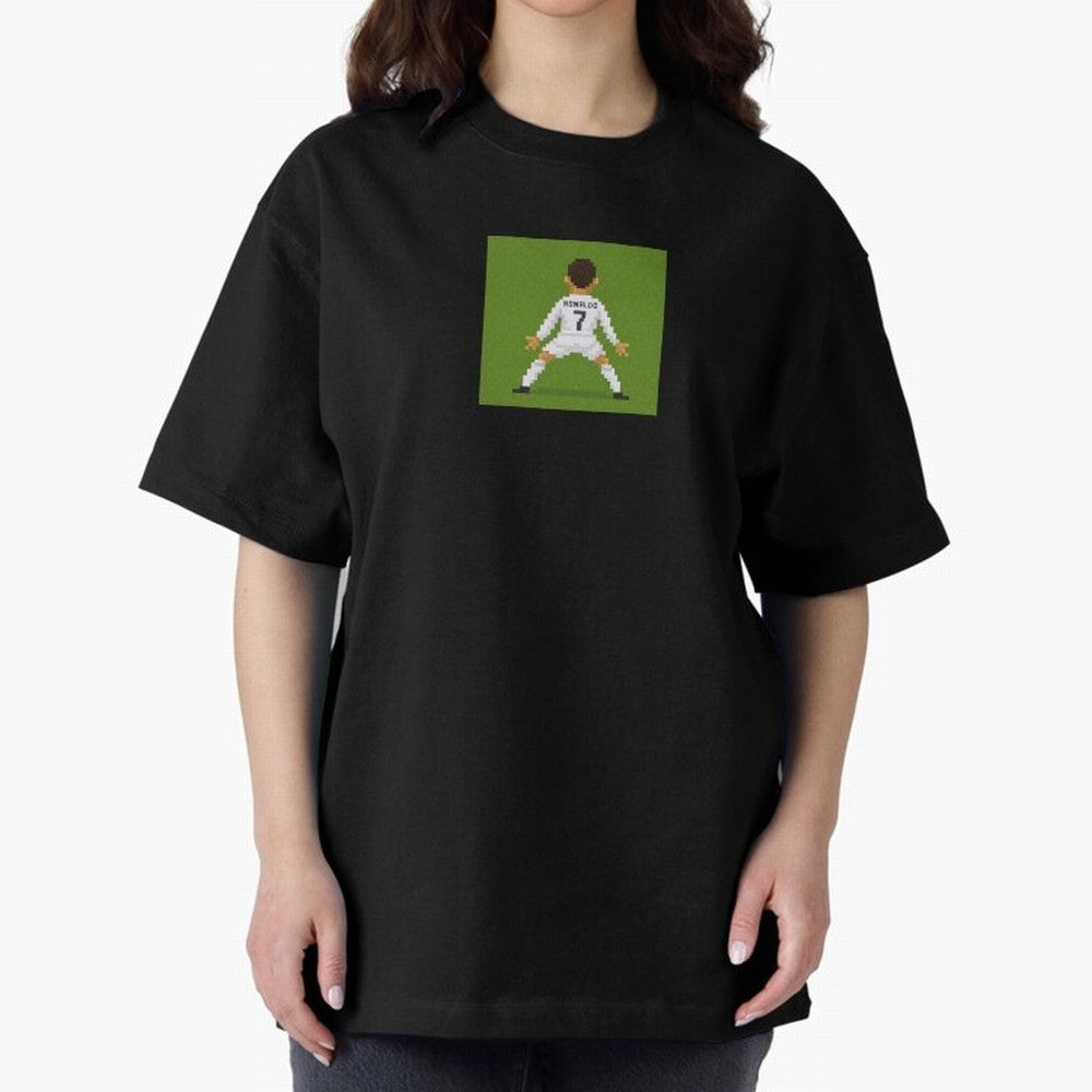 Cristiano Ronaldo Real Madrid Pixel Siuuu Art Oversized T-Shirt Join the Countdown to FIFA World Cup 2026 USA Canada Mexico with Cristiano Ronaldo, Haaland and CR7, Brazil Energy, Game Day Rituals, Football Legends, Country Pride and the Road to