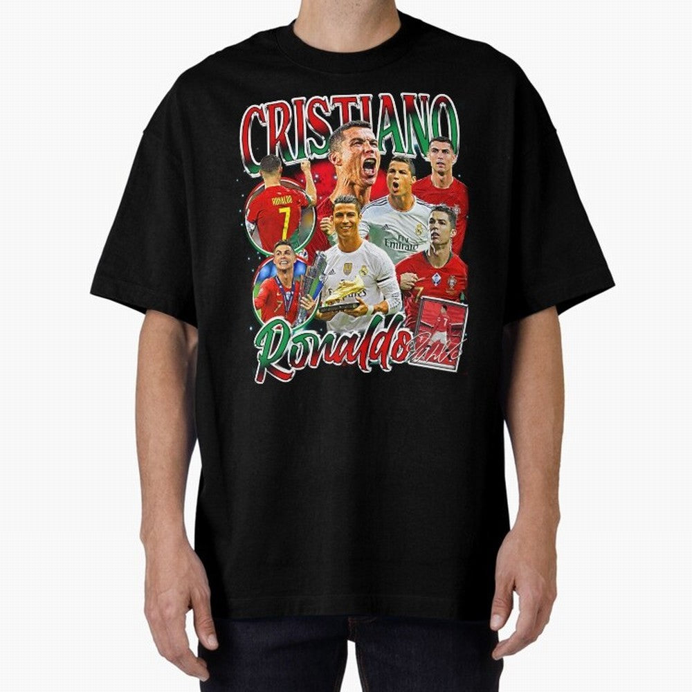 Cristiano Ronaldo Premium Quality Oversized T-Shirt Show Support during FIFA World Cup 2026 Spirit, with Argentina and Brazil, Neymar, Haaland and Cristiano Ronaldo, Retro Football Energy, Iconic Rivalries, Trophy Chase Drama and Stadium