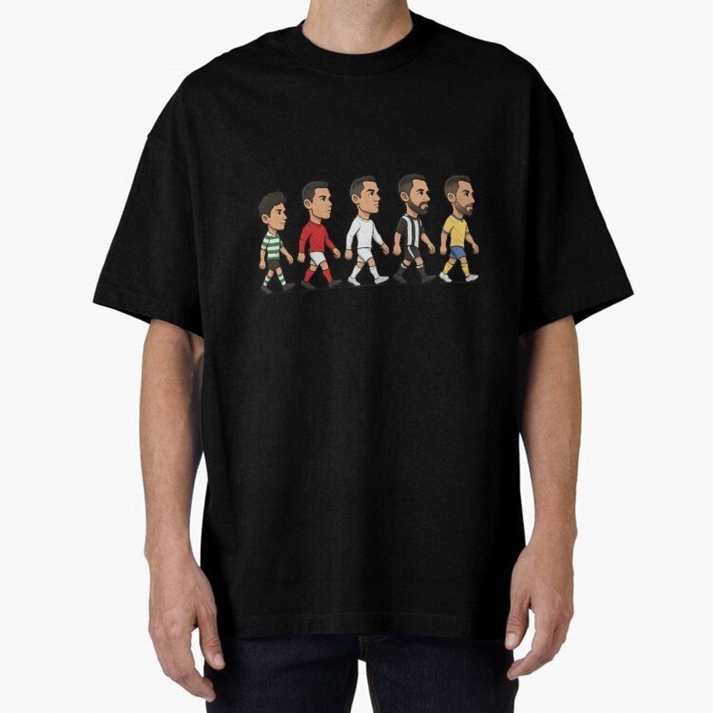 Ronaldo Evolution Sticker ¨C Cartoon Football Art from Sporting to Al-Nassr Oversized T-Shirt Celebrate Classic Football Spirit in Match Day Hype around FIFA World Cup 2026, Haaland, Argentina, France and Brazil, Vintage Soccer Flavor, Modern