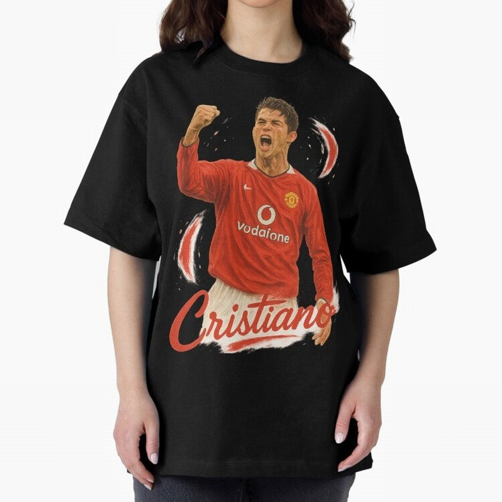 Young Cristiano Ronaldo Man United Art ¨C Rising Soccer Legend Tribute	 Oversized T-Shirt Follow Match Day Hype around FIFA World Cup 2026, CR7, Spain, Football Festival Excitement, Trophy Ambitions, Country Rivalries and Star Player Buzz; Built