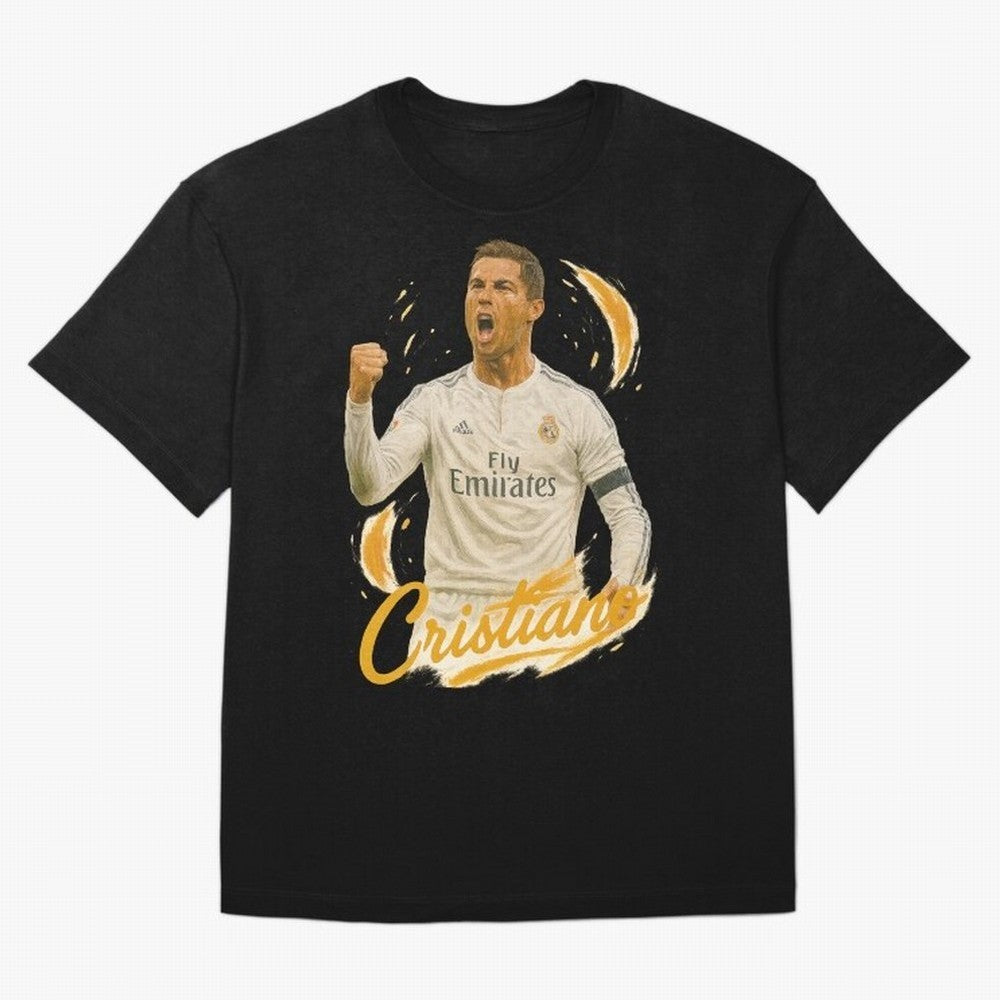 Cristiano Ronaldo Madrid Art - Iconic Soccer Legend Tribute Oversized T-Shirt Celebrate Football Dreams Across Global Football Passion for FIFA World Cup 2026 Group Stage, Centered on Haaland, Portugal, Global Supporter Spirit, Legendary Goals,