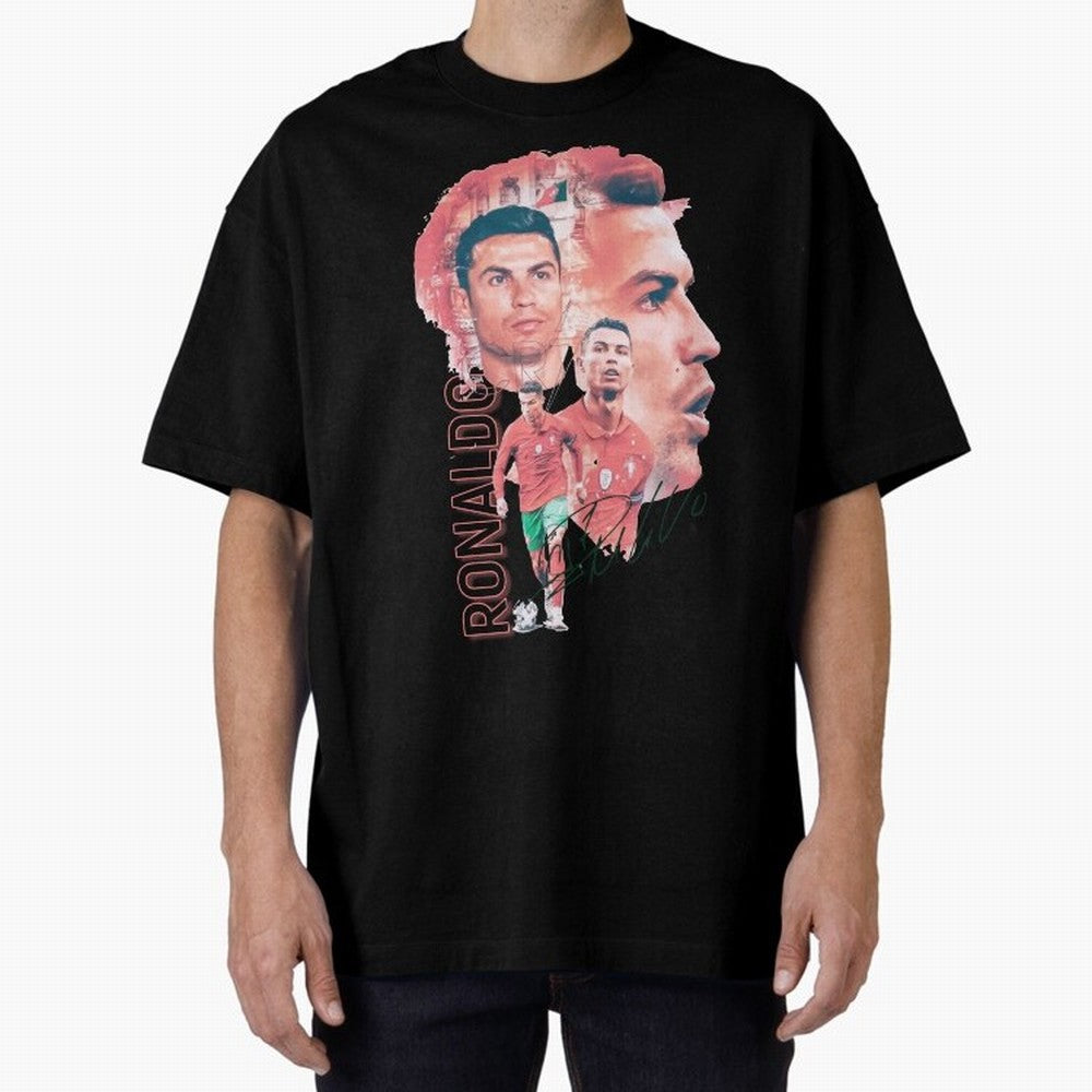 Cristiano Ronaldo Design Oversized T-Shirt Represent the Passion of the FIFA World Cup 2026 USA Canada Mexico Journey through Messi, CR7 and Mbappe Highlights, Portugal Pride, Retro Football Energy, Iconic Rivalries, Trophy Chase Drama and Stadium