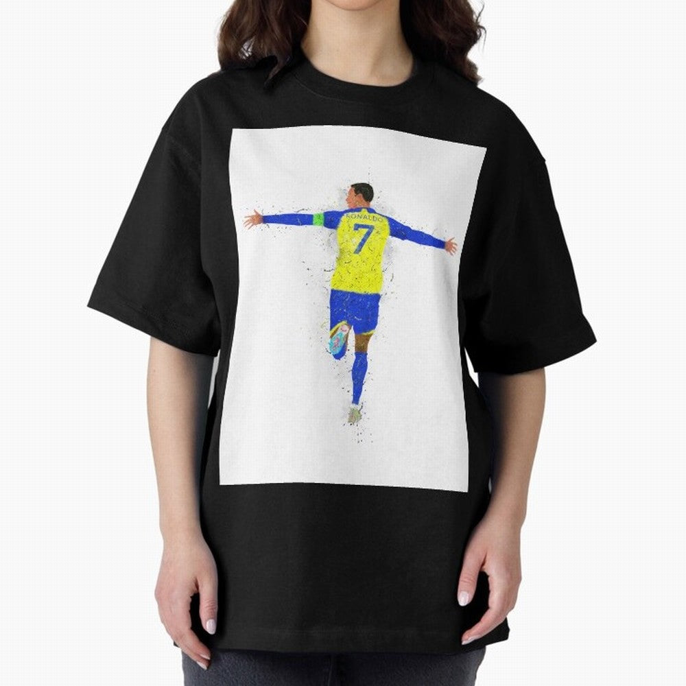 Cristiano Ronaldo Al Nassr Football Oversized T-Shirt Capture Stadium Memories from FIFA World Cup 2026 Featuring Mbappe, Germany Energy, Stadium Chants, National Pride, Trophy Dreams and Unforgettable Football Memories; Perfect for Supporters Who