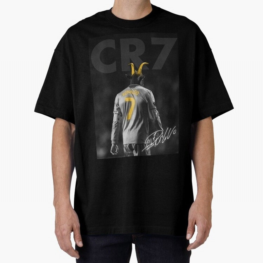 CR7 The Goat Poster Oversized T-Shirt Celebrate Rivalries and Pride in FIFA World Cup 2026 USA Canada Mexico for Fans of Cristiano Ronaldo, Haaland and CR7 and Portugal, Spain and Germany, Bringing Football Festival Excitement, Trophy Ambitions,