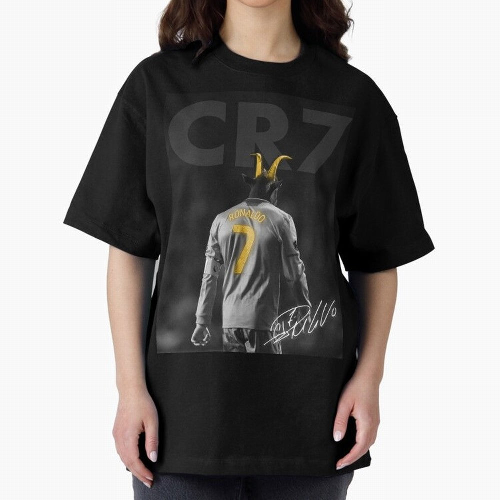 CR7 The Goat Poster Oversized T-Shirt Celebrate Rivalries and Pride in FIFA World Cup 2026 USA Canada Mexico for Fans of Cristiano Ronaldo, Haaland and CR7 and Portugal, Spain and Germany, Bringing Football Festival Excitement, Trophy Ambitions,