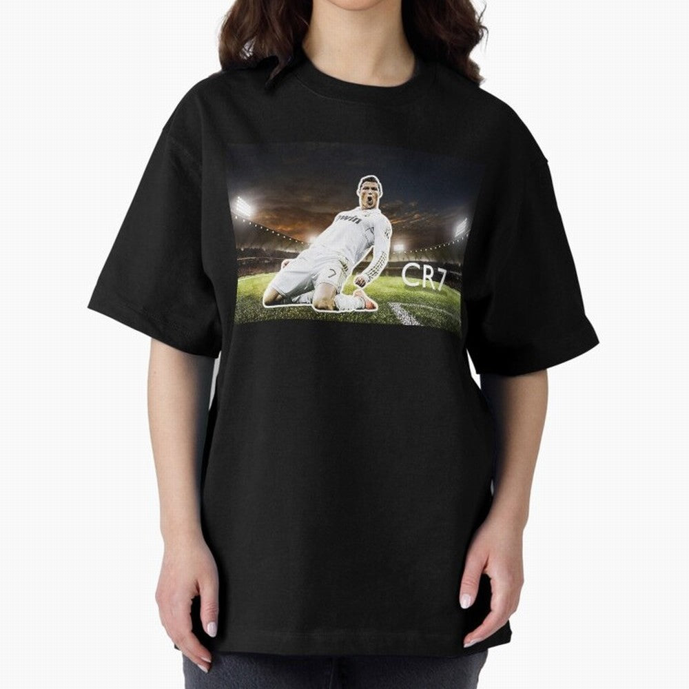 Cristiano Ronaldo Celebration Scene Oversized T-Shirt Carry National Pride through the FIFA World Cup 2026 Group Stage Journey through Messi, CR7 and Mbappe Highlights, England, France and Netherlands Pride, Global Supporter Spirit, Legendary