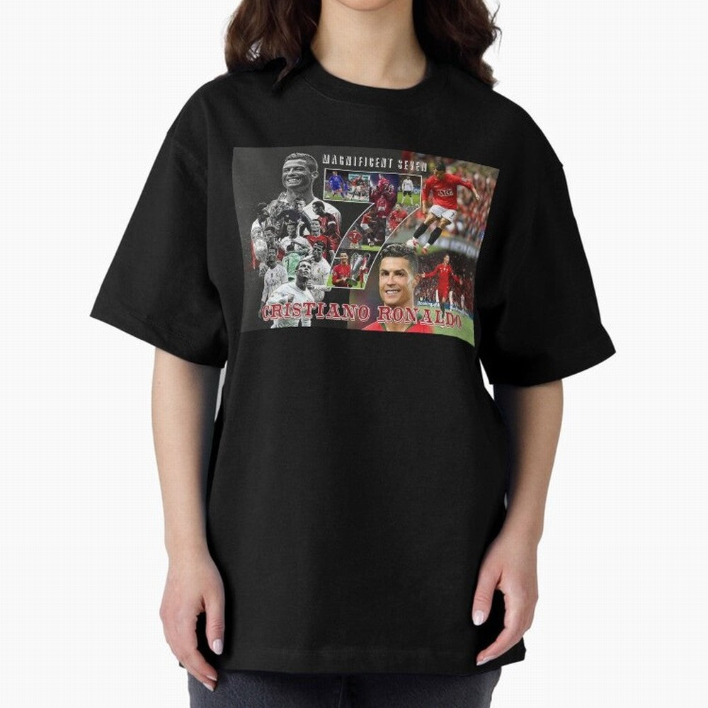 Cristiano Ronaldo - Magnificent 7 Poster Oversized T-Shirt Embrace FIFA World Cup 2026 Group Stage with Cristiano Ronaldo, Haaland and CR7, Spain and Netherlands Energy, Soccer Culture, Superstar Moments, National Team Dreams and Competitive Fire;