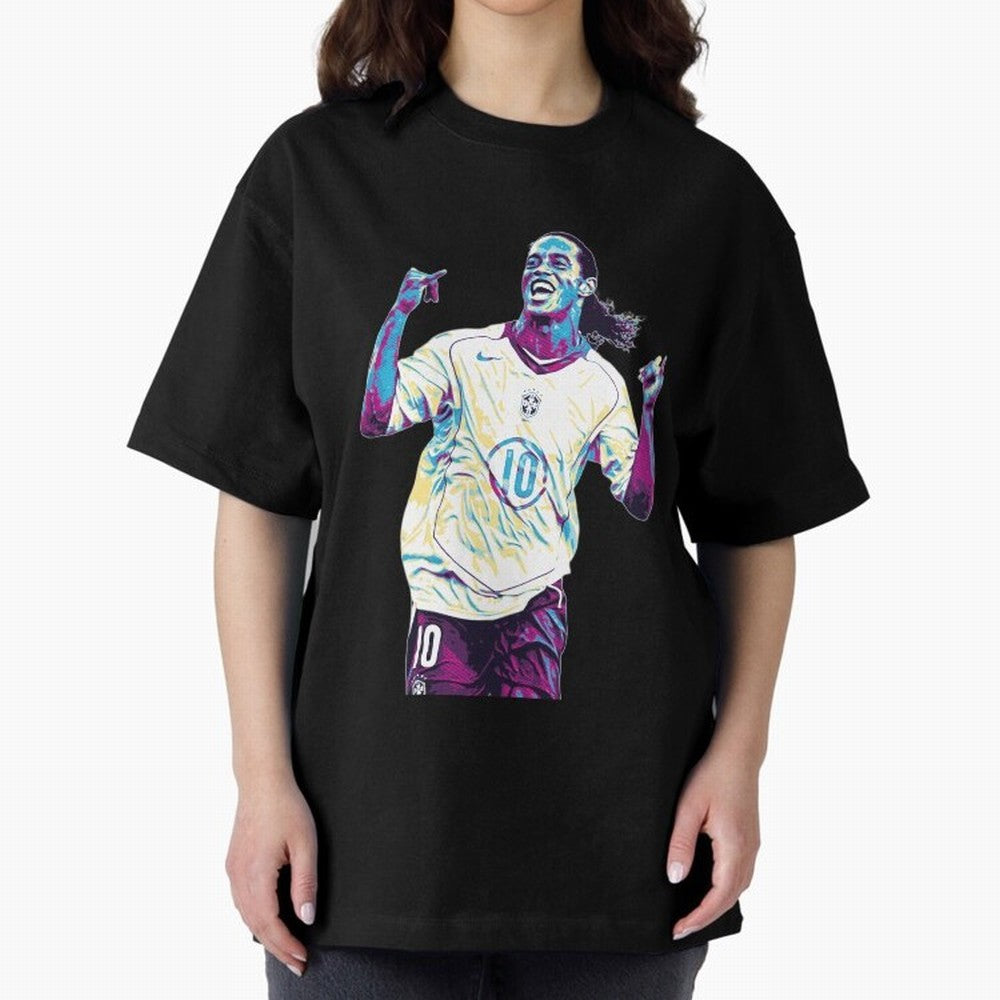 Ronaldinho brazil team Oversized T-Shirt Celebrate the Biggest Stage of the FIFA World Cup 2026 USA Canada Mexico Journey through Mbappe Highlights, Argentina, France and Brazil Pride, Tournament Hype, Historic Matchups, Family Viewing Parties and