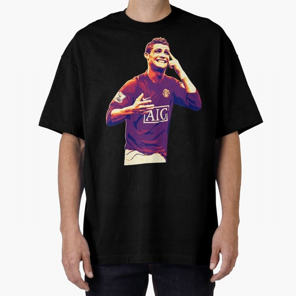 ronaldo Manchester United jarsey Oversized T-Shirt Capture FIFA World Cup 2026 USA Canada Mexico Highlighting Haaland and Mbappe, Portugal Energy, Supporter Pride, Iconic Celebrations, Legendary Names and Global Match Day Energy; Great for