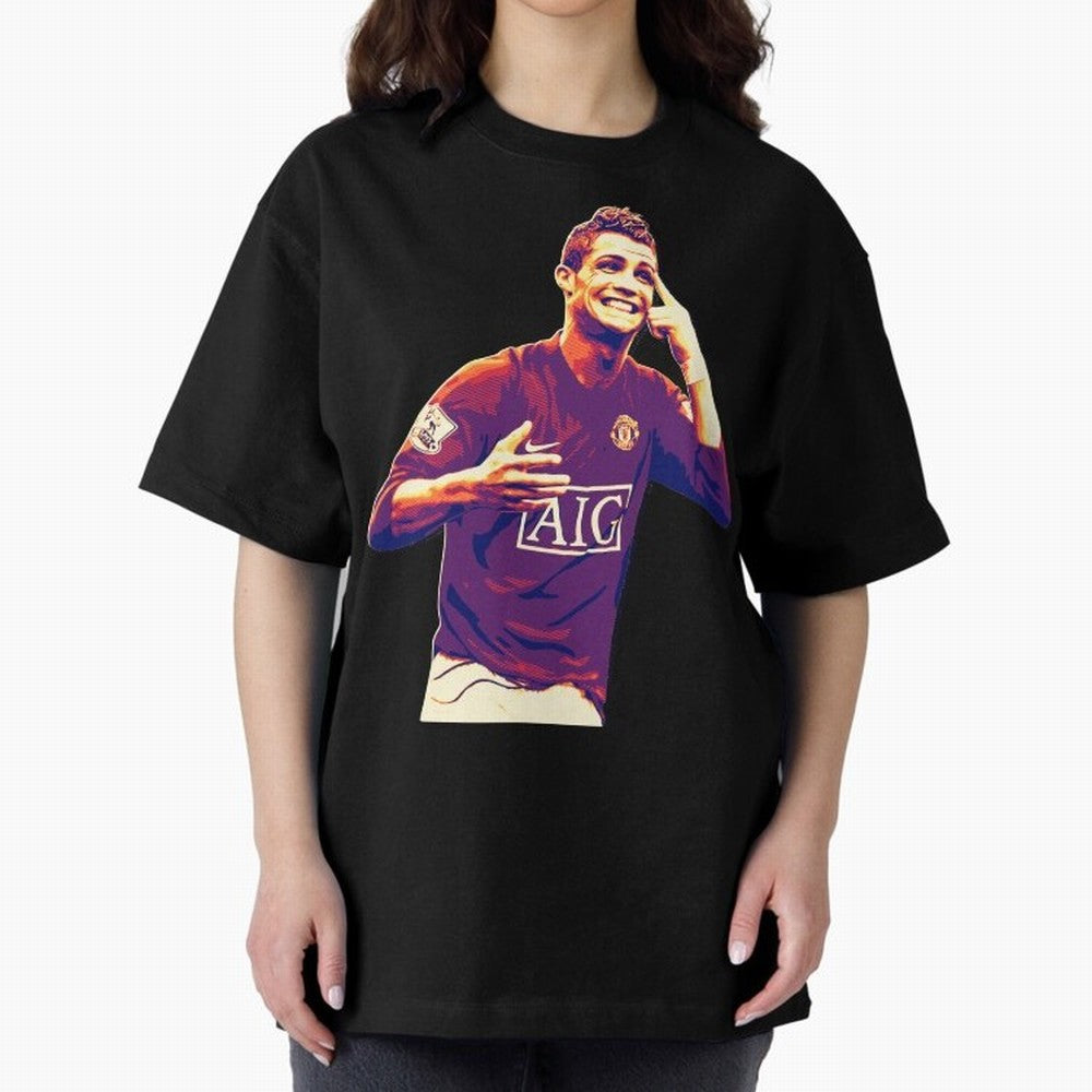 ronaldo Manchester United jarsey Oversized T-Shirt Capture FIFA World Cup 2026 USA Canada Mexico Highlighting Haaland and Mbappe, Portugal Energy, Supporter Pride, Iconic Celebrations, Legendary Names and Global Match Day Energy; Great for