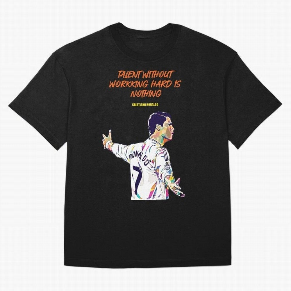 Cristiano Ronaldo Motivational Quote Oversized T-Shirt Feel the Trophy Chase of FIFA World Cup 2026 Spirit, Featuring England, France and Netherlands, Cristiano Ronaldo, Haaland and CR7, Sports Nostalgia, International Competition, Famous Players