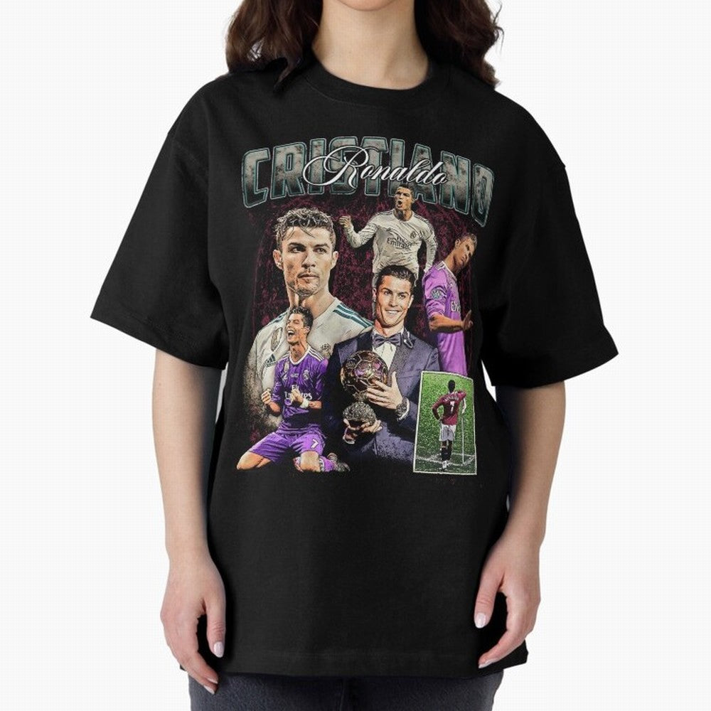 Cristiano Ronaldo Bootleg design Oversized T-Shirt Feel the Trophy Chase of Match Day Hype around FIFA World Cup 2026 USA Canada Mexico, Neymar, Haaland and Cristiano Ronaldo, Argentina, Champion Mindset, Group Stage Buzz, Knockout Tension and