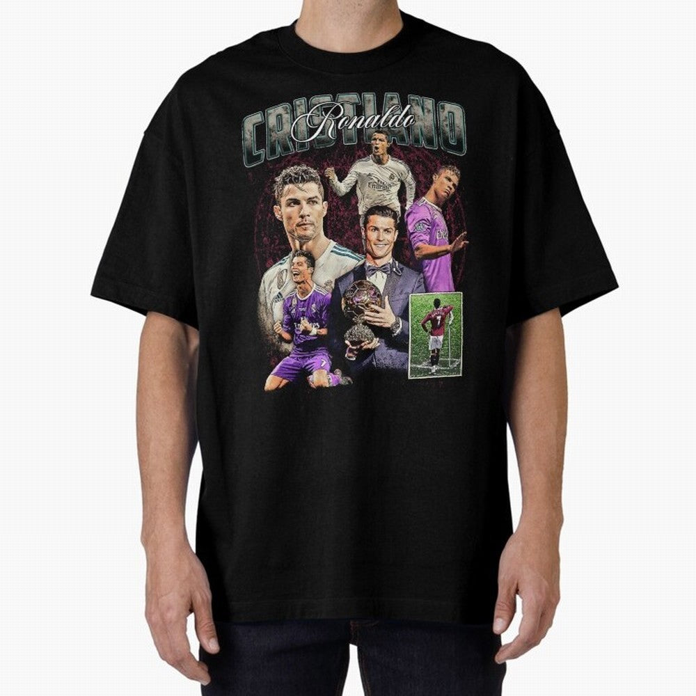 Cristiano Ronaldo Bootleg design Oversized T-Shirt Feel the Trophy Chase of Match Day Hype around FIFA World Cup 2026 USA Canada Mexico, Neymar, Haaland and Cristiano Ronaldo, Argentina, Champion Mindset, Group Stage Buzz, Knockout Tension and