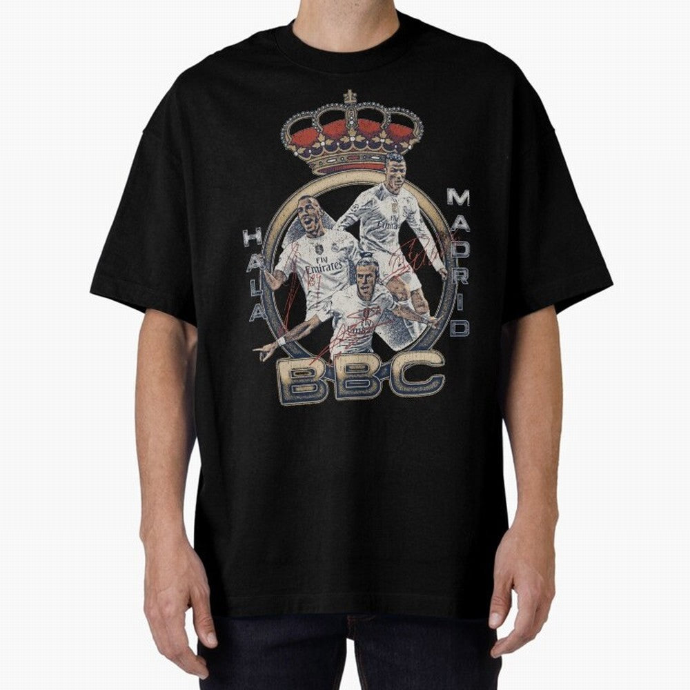 BBC of Real Madrid Oversized T-Shirt Honor Football Greatness during FIFA World Cup 2026 Featuring Messi, France and Portugal Energy, Classic Soccer Heritage, Championship Pressure, Fan Loyalty and International Pride; Ideal for Football Dads,