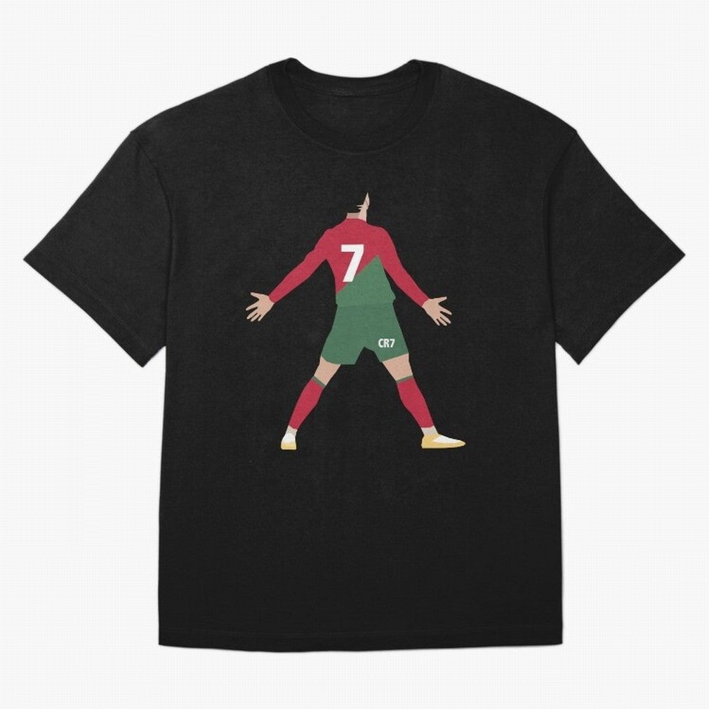 Cristiano Ronaldo illustration Oversized T-Shirt Bring a Champion Mindset to Global Football Passion for FIFA World Cup 2026 USA Canada Mexico, Inspired by CR7, England and Germany, Championship Spirit, Famous Goals, Roaring Crowds and