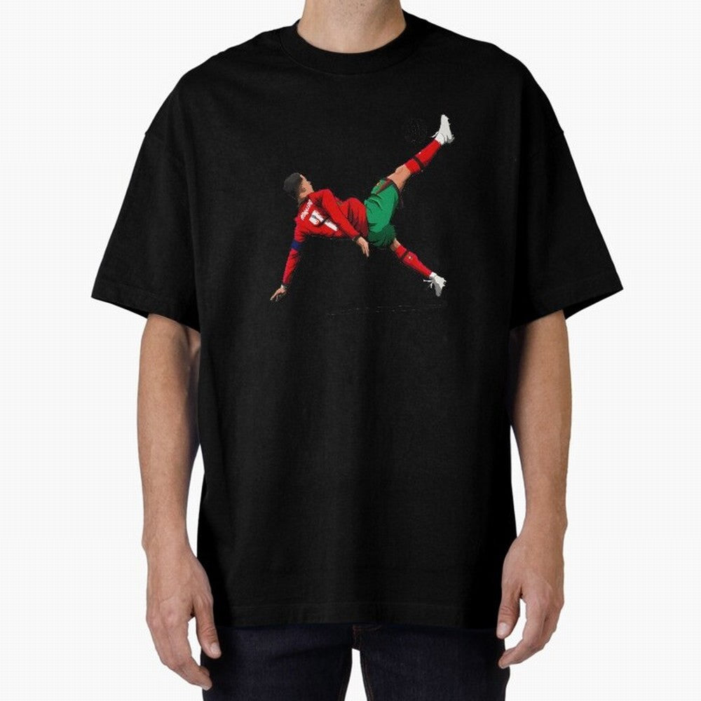 Cristiano Ronaldo 910th Goal Bicycle Kick Tribute Oversized T-Shirt Celebrate Soccer Greatness during the FIFA World Cup 2026 Group Stage Journey through Cristiano Ronaldo, Haaland and CR7 Highlights, Netherlands Pride, Championship Spirit, Famous