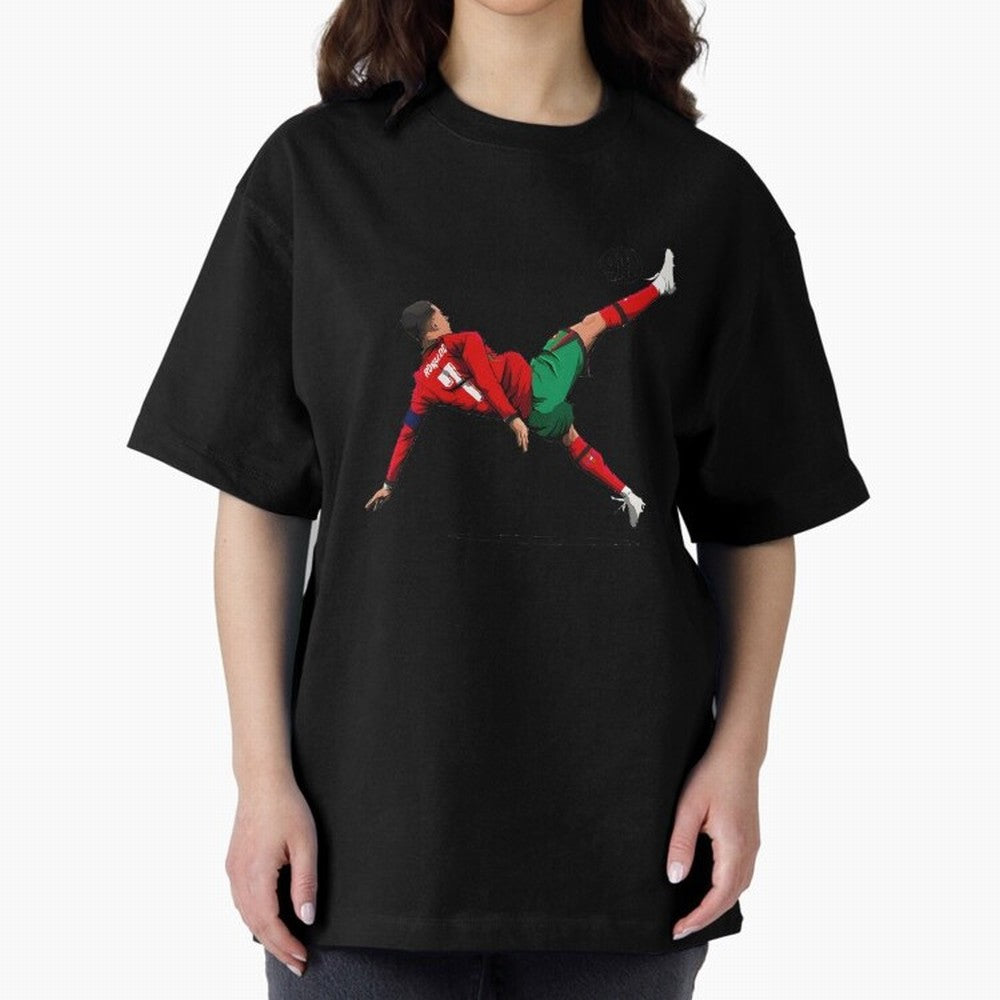 Cristiano Ronaldo 910th Goal Bicycle Kick Tribute Oversized T-Shirt Celebrate Soccer Greatness during the FIFA World Cup 2026 Group Stage Journey through Cristiano Ronaldo, Haaland and CR7 Highlights, Netherlands Pride, Championship Spirit, Famous