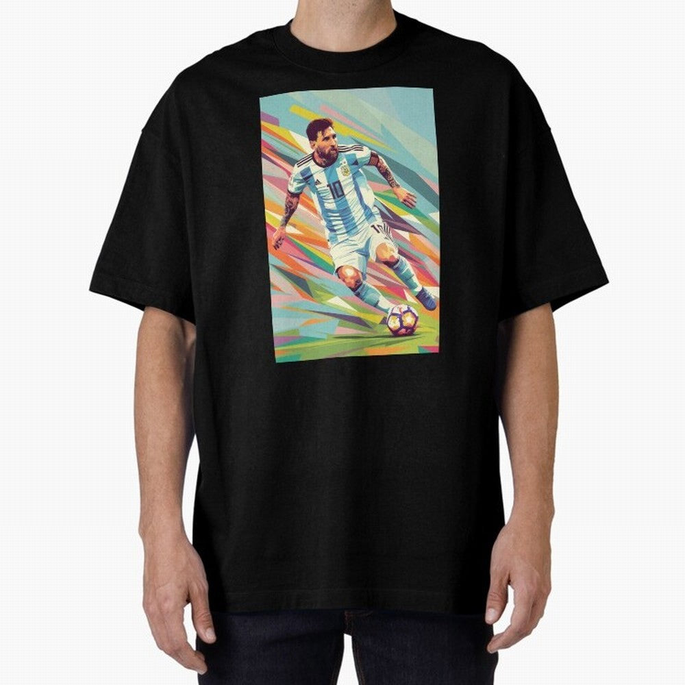 Messi in action Graphic poster design Oversized T-Shirt Feel the Heartbeat of FIFA World Cup 2026 Group Stage for Fans of Neymar and Spain and Netherlands, Bringing Stadium Chants, National Pride, Trophy Dreams and Unforgettable Football Memories;